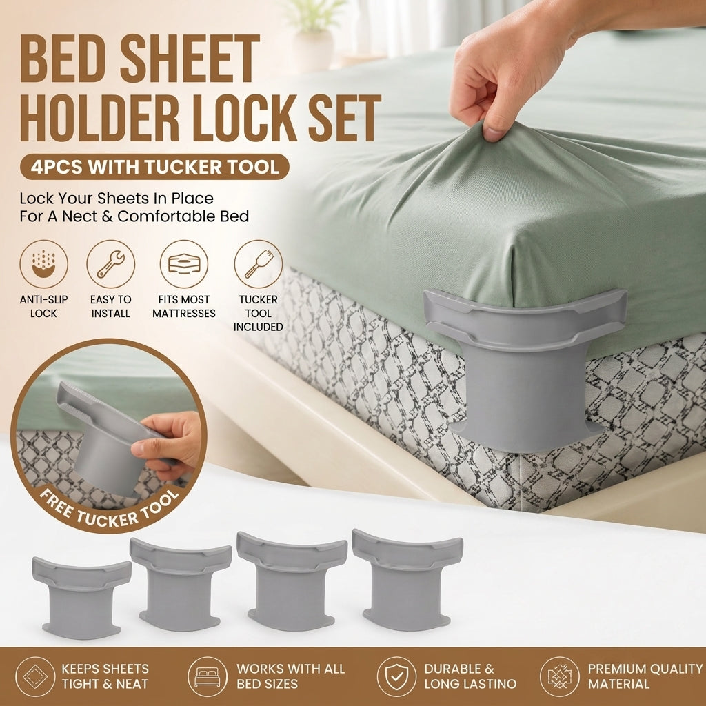 Bed Sheet Fixer Grip - Anti-Slip Lock Set