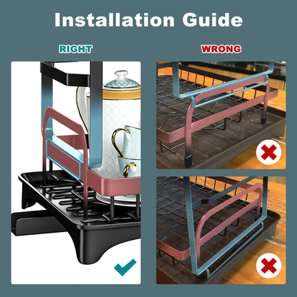 2-Tier Dish Drying Rack 6 in 1