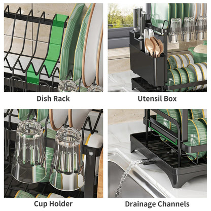 2-Tier Dish Drying Rack 6 in 1